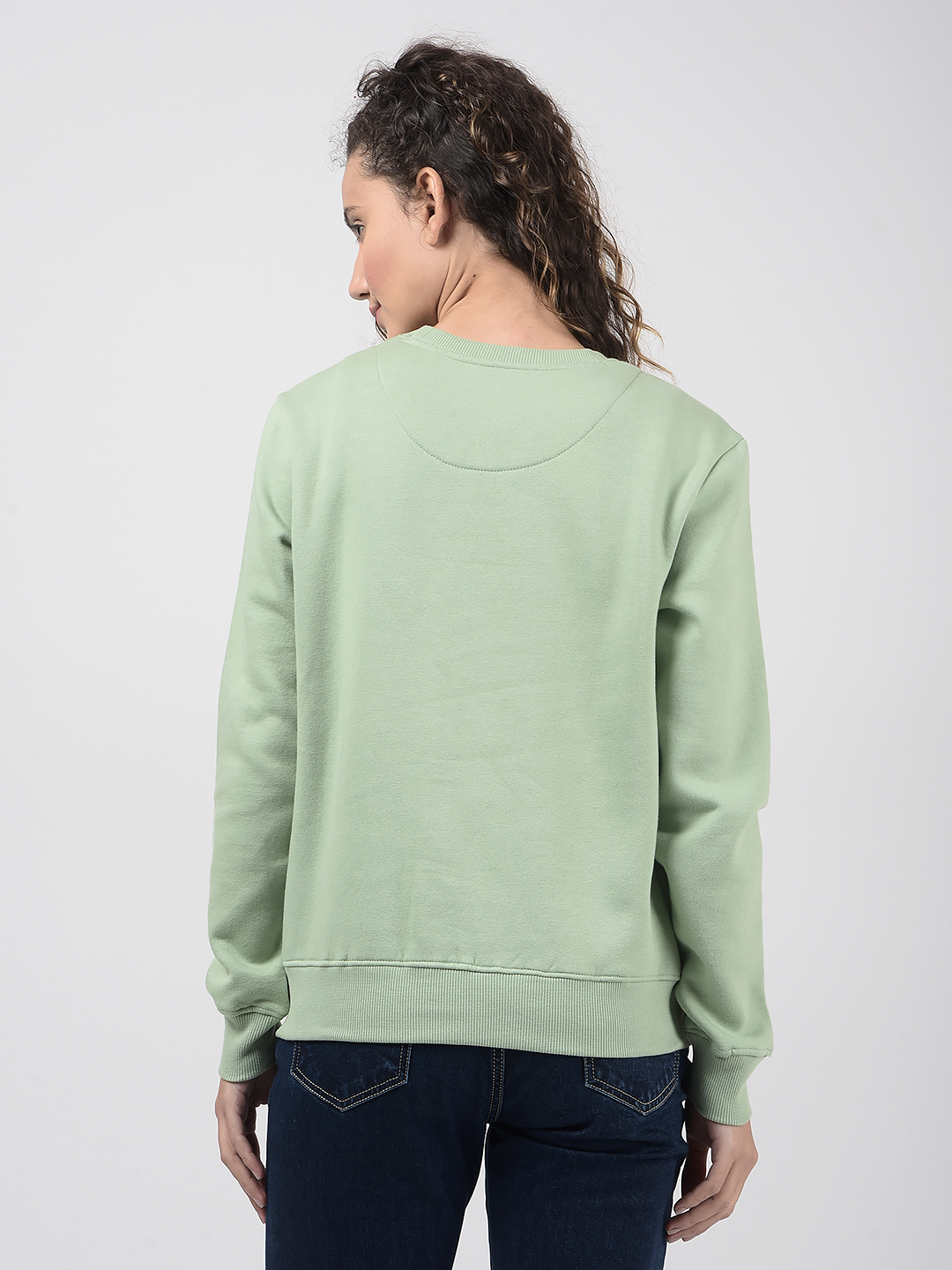 Numero Uno Women Mint Green Crew Neck Sweatshirt